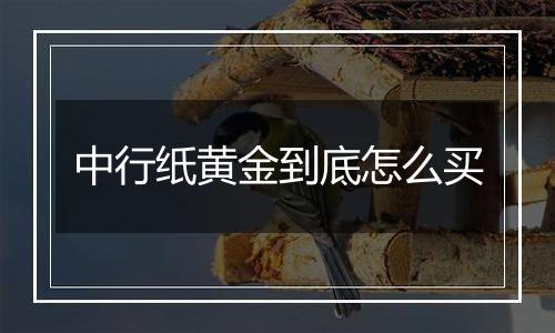 中行纸黄金到底怎么买