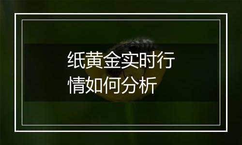 纸黄金实时行情如何分析