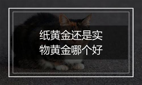 纸黄金还是实物黄金哪个好