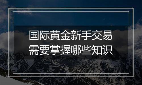 国际黄金新手交易需要掌握哪些知识