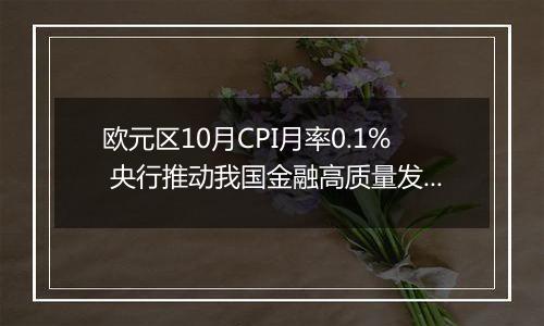 欧元区10月CPI月率0.1% 央行推动我国金融高质量发展