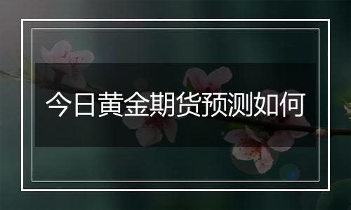 今日黄金期货预测如何