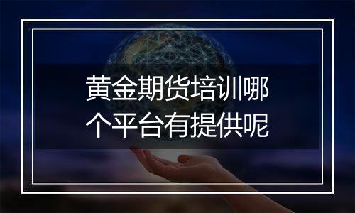 黄金期货培训哪个平台有提供呢