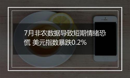 7月非农数据导致短期情绪恐慌 美元指数暴跌0.2%