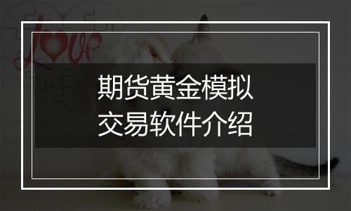 期货黄金模拟交易软件介绍