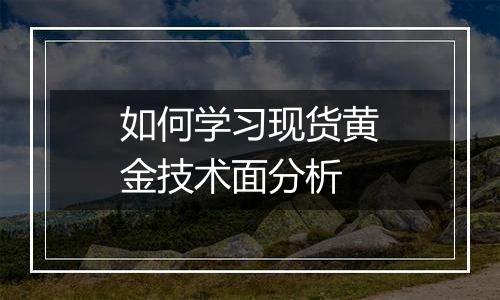 如何学习现货黄金技术面分析