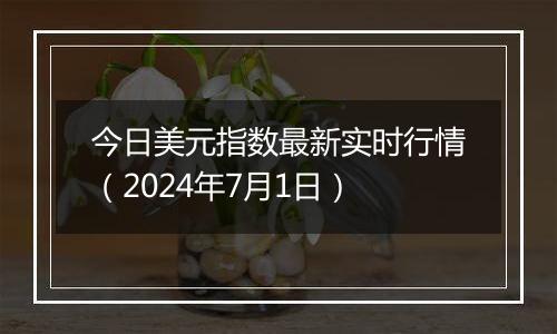 今日美元指数最新实时行情（2024年7月1日）