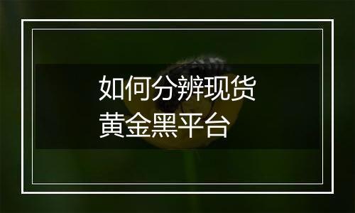 如何分辨现货黄金黑平台