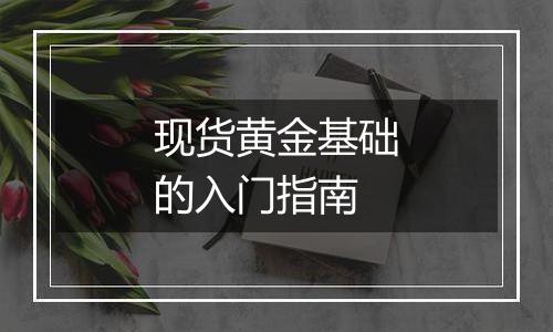 现货黄金基础的入门指南