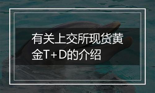 有关上交所现货黄金T+D的介绍