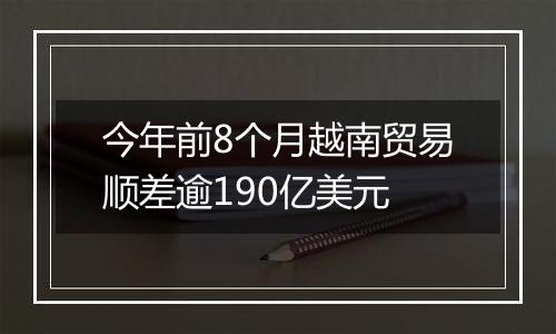 今年前8个月越南贸易顺差逾190亿美元