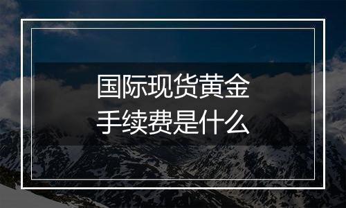 国际现货黄金手续费是什么