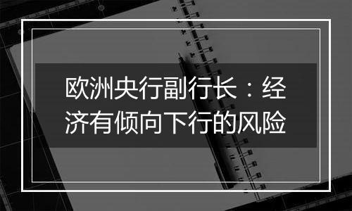 欧洲央行副行长：经济有倾向下行的风险