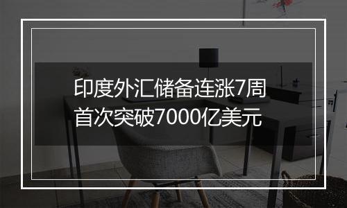 印度外汇储备连涨7周 首次突破7000亿美元