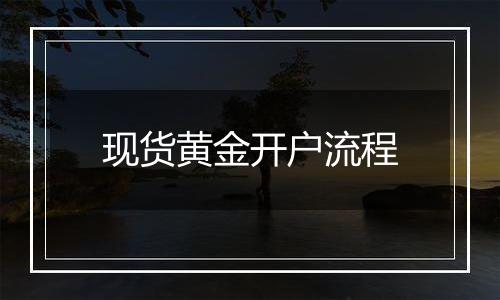 现货黄金开户流程