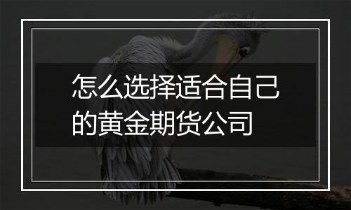 怎么选择适合自己的黄金期货公司