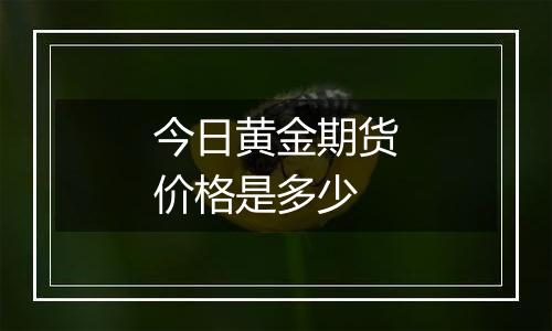 今日黄金期货价格是多少