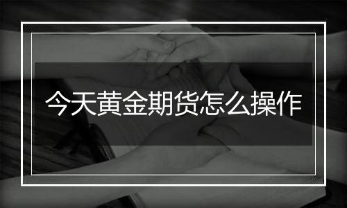 今天黄金期货怎么操作