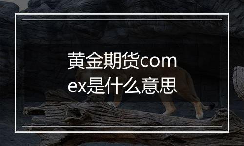 黄金期货comex是什么意思