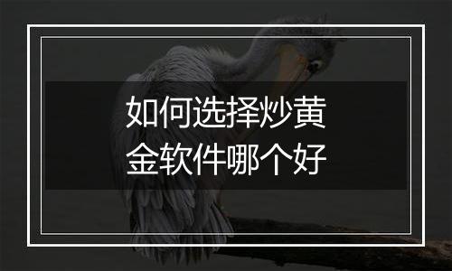 如何选择炒黄金软件哪个好