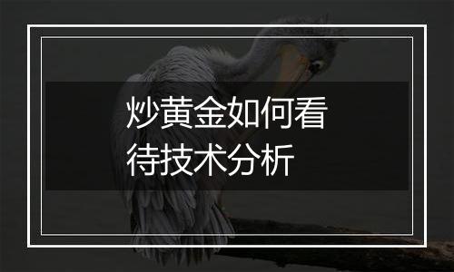 炒黄金如何看待技术分析