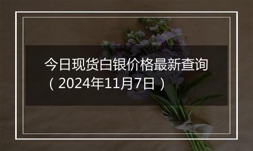 今日现货白银价格最新查询（2024年11月7日）