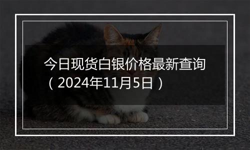 今日现货白银价格最新查询（2024年11月5日）