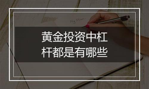 黄金投资中杠杆都是有哪些