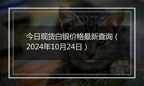 今日现货白银价格最新查询（2024年10月24日）