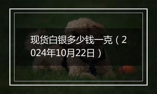 现货白银多少钱一克（2024年10月22日）