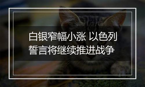 白银窄幅小涨 以色列誓言将继续推进战争