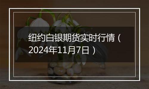 纽约白银期货实时行情（2024年11月7日）