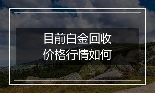 目前白金回收价格行情如何