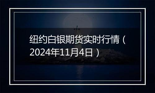 纽约白银期货实时行情（2024年11月4日）