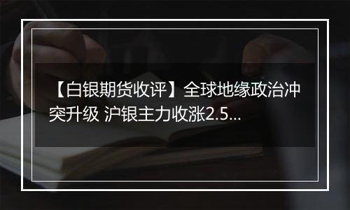 【白银期货收评】全球地缘政治冲突升级 沪银主力收涨2.55%