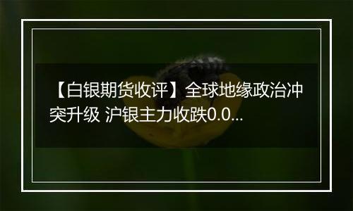 【白银期货收评】全球地缘政治冲突升级 沪银主力收跌0.08%