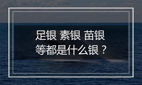 足银 素银 苗银等都是什么银？