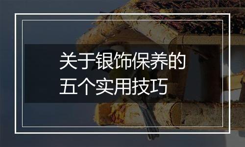 关于银饰保养的五个实用技巧