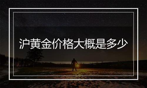 沪黄金价格大概是多少