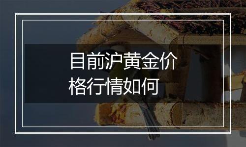 目前沪黄金价格行情如何