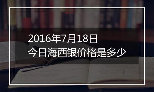 2016年7月18日今日海西银价格是多少