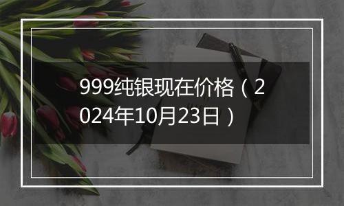 999纯银现在价格（2024年10月23日）