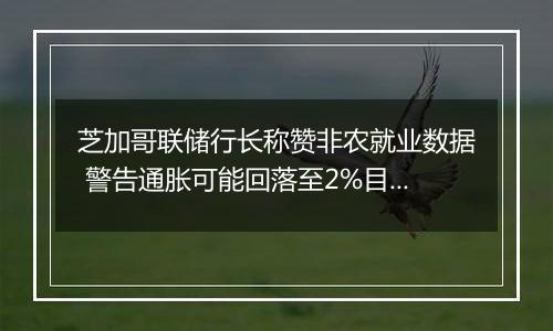 芝加哥联储行长称赞非农就业数据 警告通胀可能回落至2%目标以下