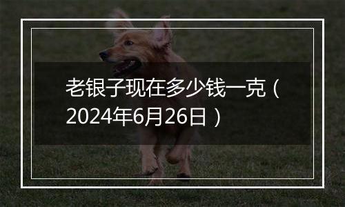 老银子现在多少钱一克（2024年6月26日）