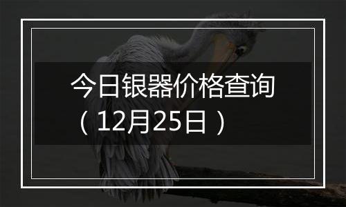 今日银器价格查询（12月25日）