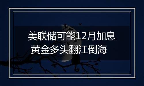 美联储可能12月加息 黄金多头翻江倒海