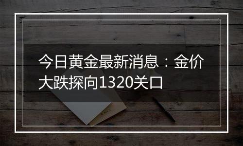 今日黄金最新消息：金价大跌探向1320关口