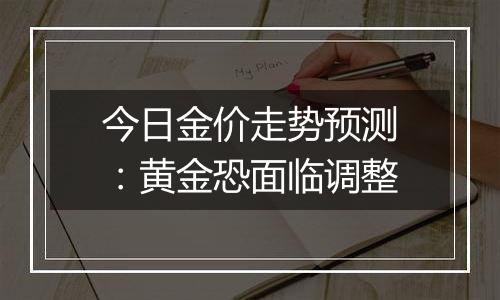 今日金价走势预测：黄金恐面临调整