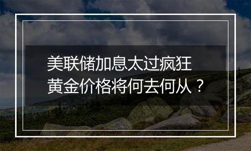 美联储加息太过疯狂 黄金价格将何去何从？