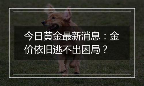 今日黄金最新消息：金价依旧逃不出困局？